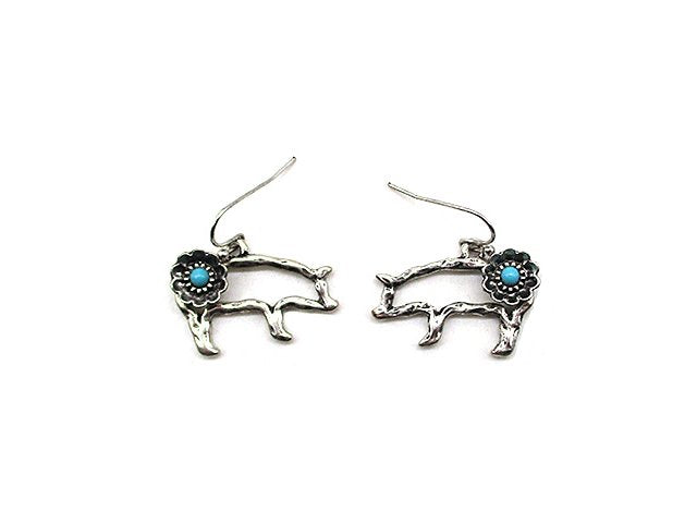Western Cut Out Pig Dangle Earring