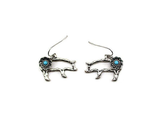 Western Cut Out Pig Dangle Earring