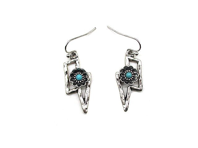 Western Cut Out Thunderbolt Dangle Earring