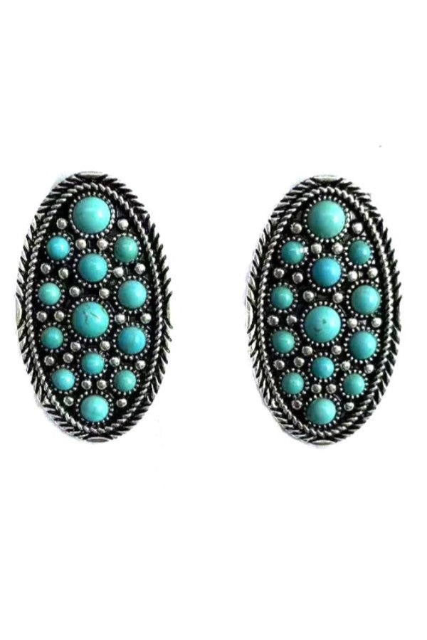 WESTERN OVAL BUBBLE STONE EARRINGS