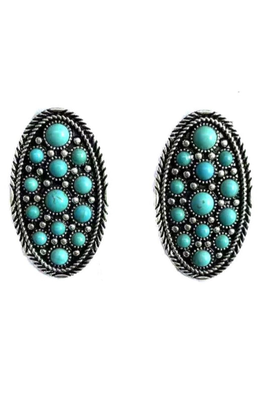WESTERN OVAL BUBBLE STONE EARRINGS