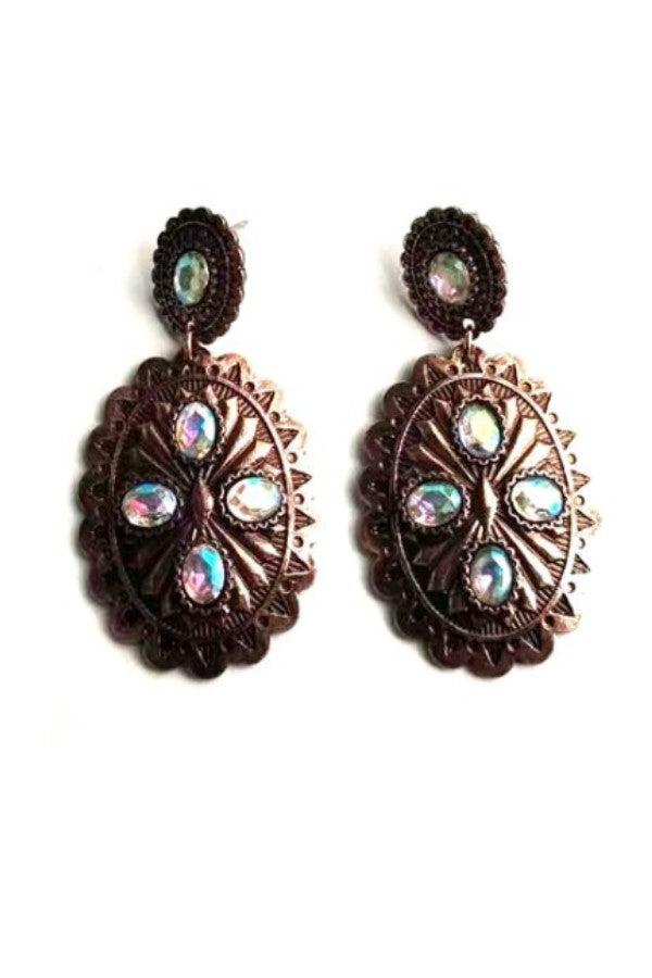WESTERN CONCHO DANGLE EARRINGS