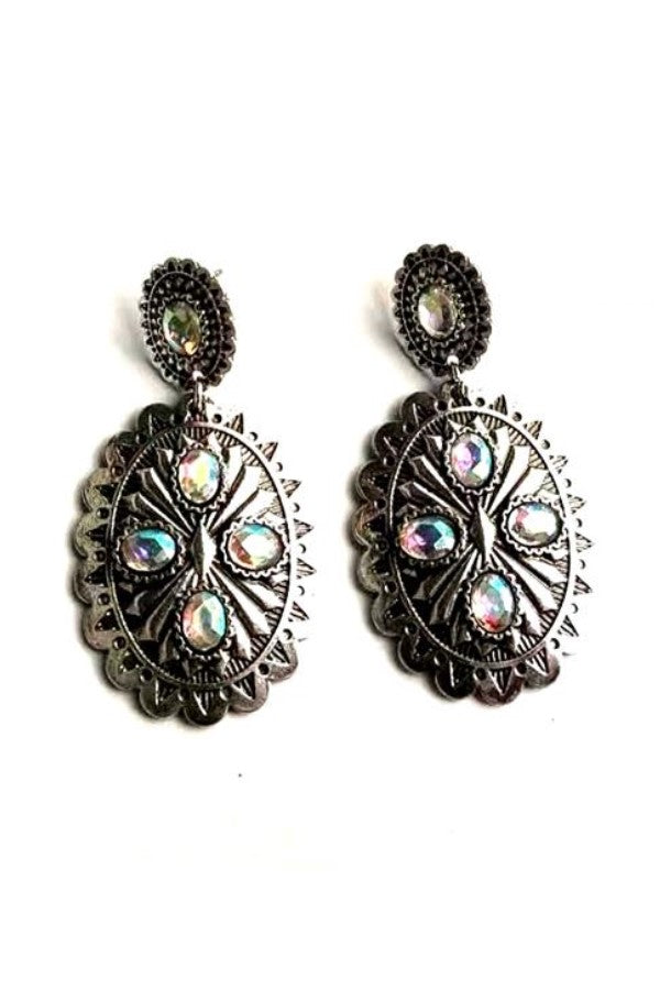 WESTERN CONCHO DANGLE EARRINGS