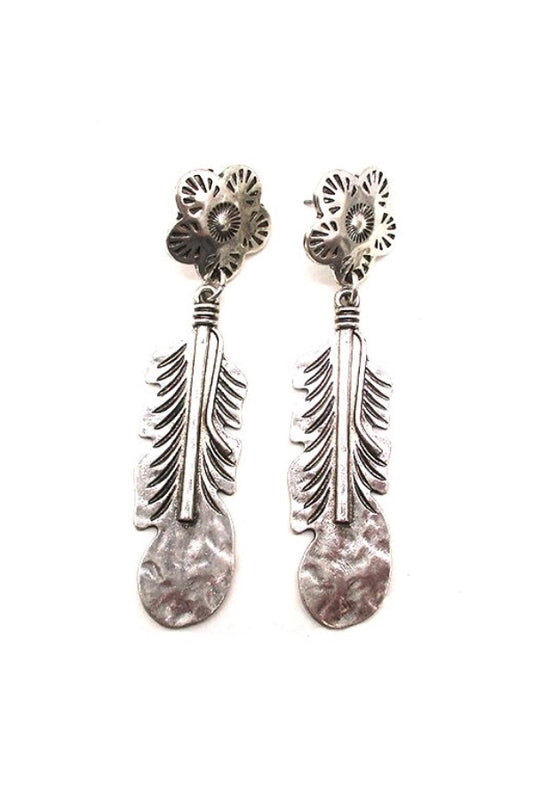 WESTERN FEATHER DANGLE EARRINGS