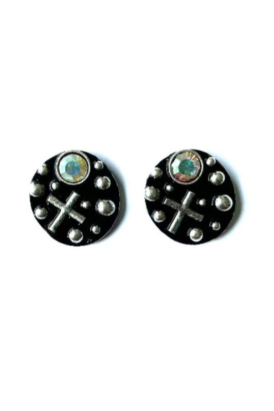 WESTERN CROSS STONE EARRINGS