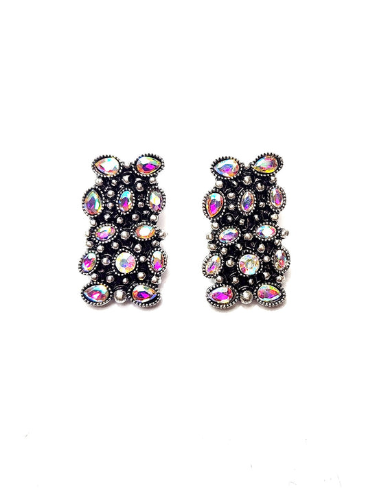 WESTERN CRYSTAL RECTANGLE EARRINGS