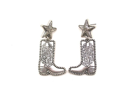 WSETERN BOOTS ENGRAVED DANGLE EARRINGS