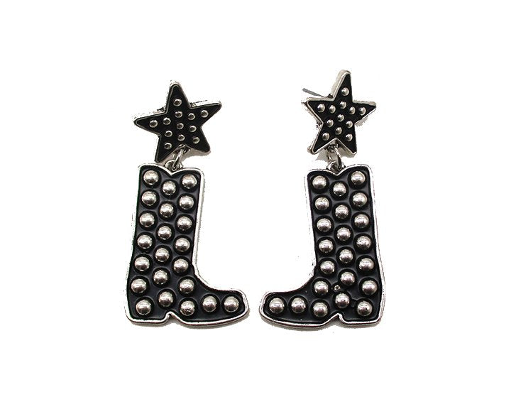 WESTERN BUBBLE BOOTS DANGLE EARRINGS