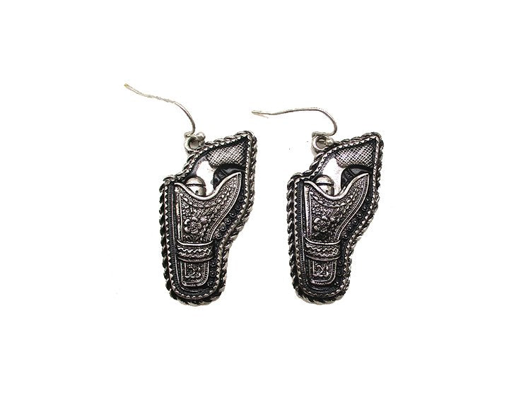 WESTERN ETCHED PISTOL EARRINGS
