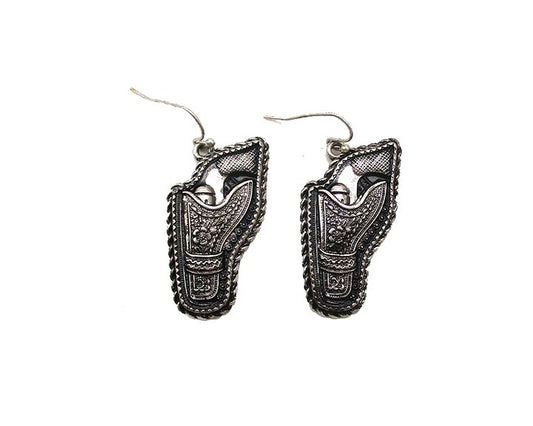 WESTERN ETCHED PISTOL EARRINGS