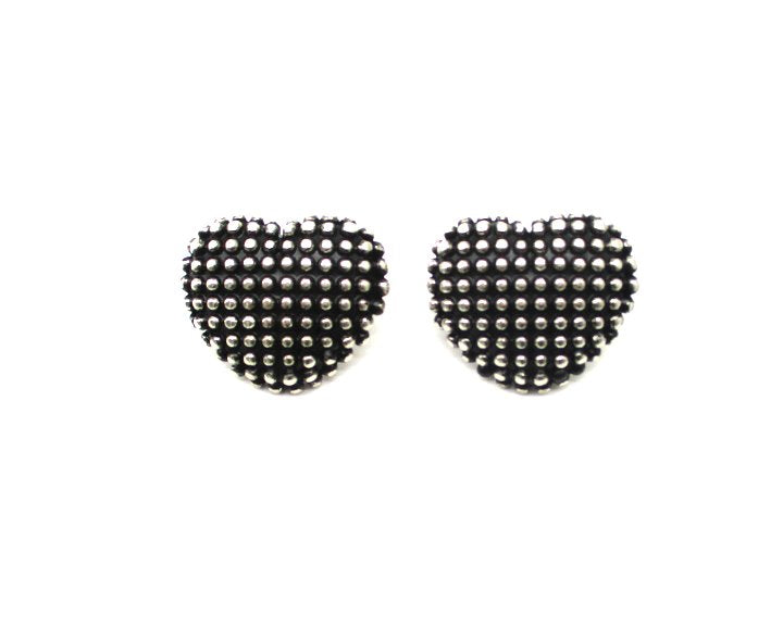 Western Dot Bubble Textured Heart Post Earring