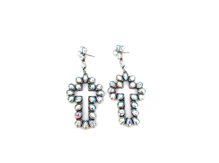 Western Crystal Cross Dangle Earring