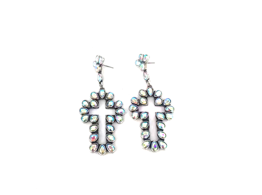 Western Crystal Cross Dangle Earring