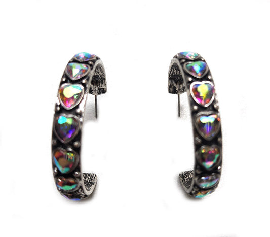 Crystal Heart Hoop Earring