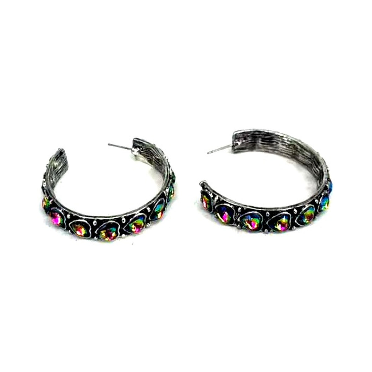 Crystal Heart Hoop Earrings