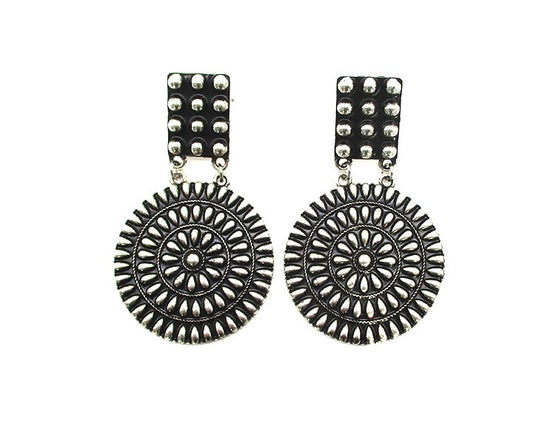 Western Round Concho Earring