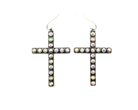 Western Crystal Bubble Cross Earring