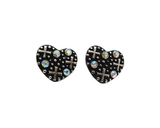 Western Heart Crystal Post Earring