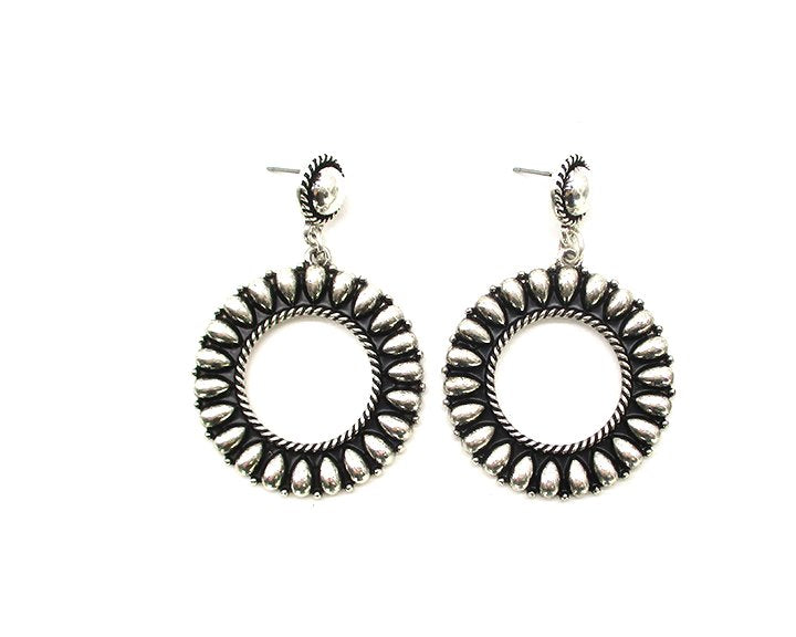 Western Round Bubble Cut Out Dangle Earring