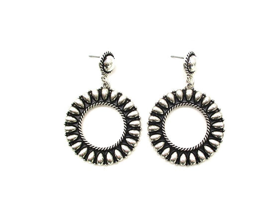 Western Round Bubble Cut Out Dangle Earring