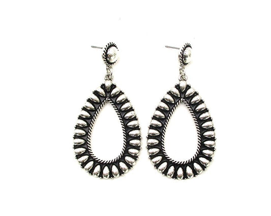 Western Teardrop Bubble Cut Out Dangle Earring