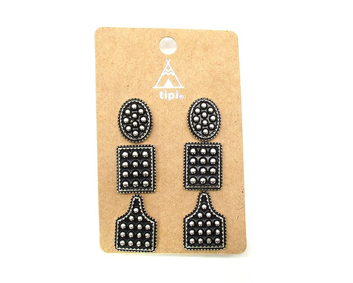 Western Dot Bubble Textured 3 Set Earring