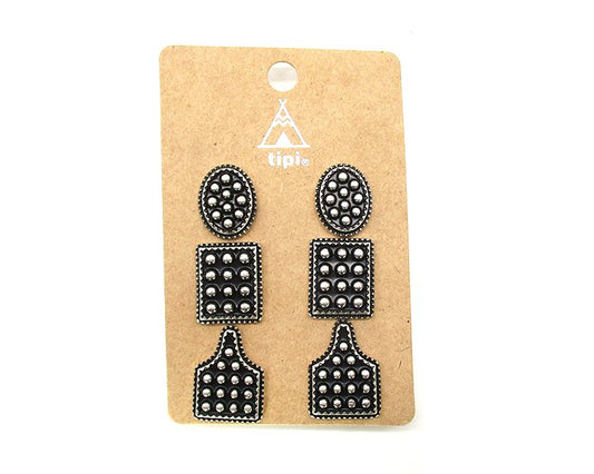 Western Dot Bubble Textured 3 Set Earring
