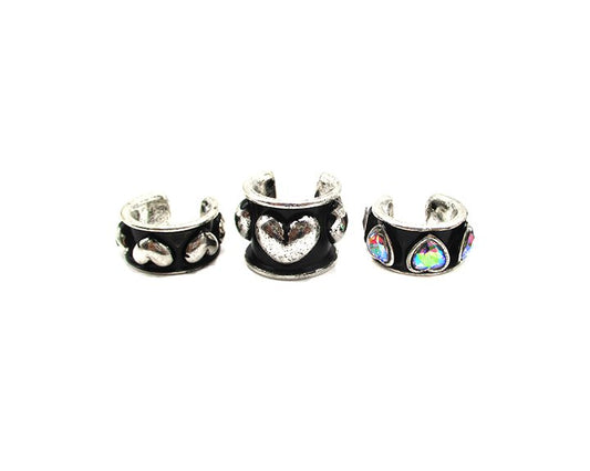Western Bubble Heart 3 Ear Cuff Set