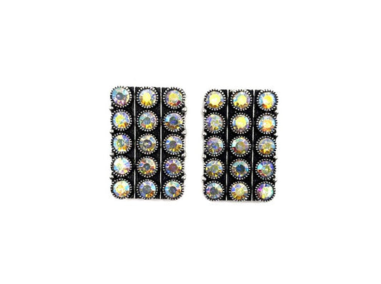 Western Rectangle AB Stone Bubble Post Earring
