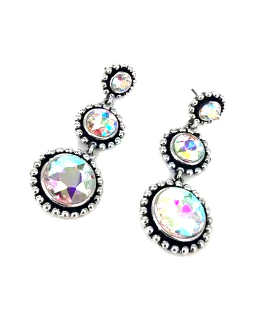 Western Crystal Round Dangle Earring