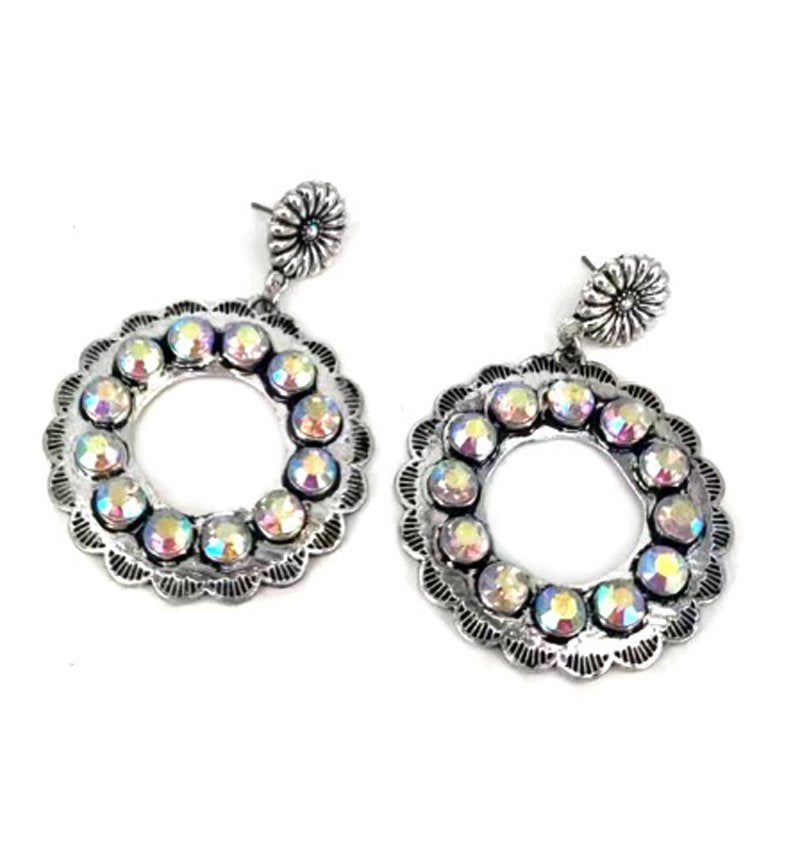 Western Round Cut Crystal Dangle Earring