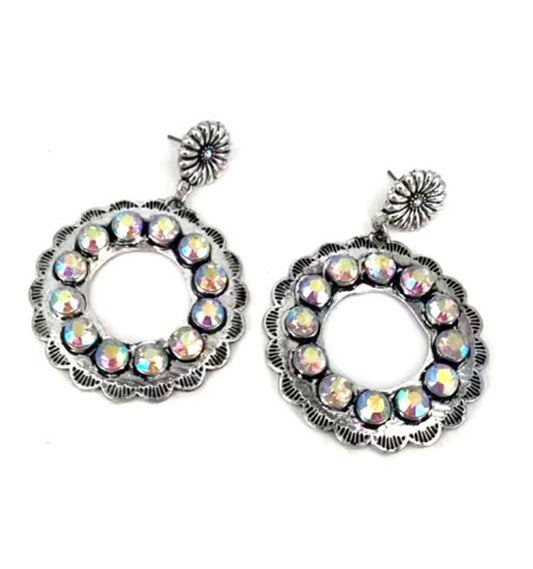 Western Round Cut Crystal Dangle Earring