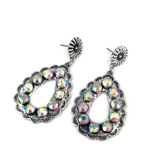 Western Teardrop Cut Crystal Dangle Earring