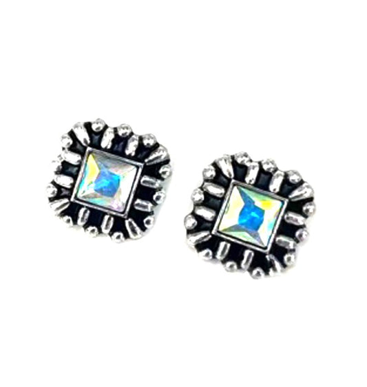 Western Crystal Square Stud Earring