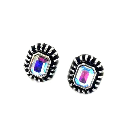 Western Crystal Rectangle Stud Earring