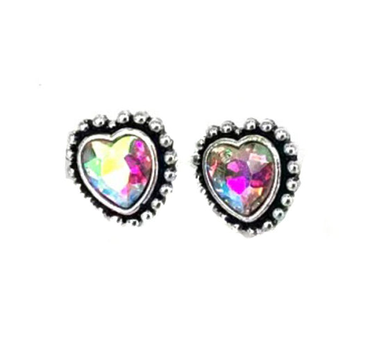 Western Crystal Heart Stud Earring