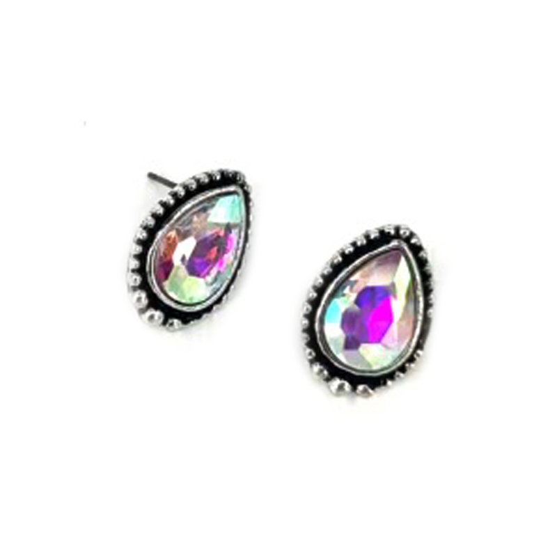 Western Crystal Teardrop Stud Earring