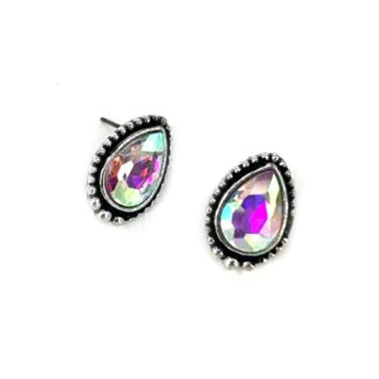 Western Crystal Teardrop Stud Earring