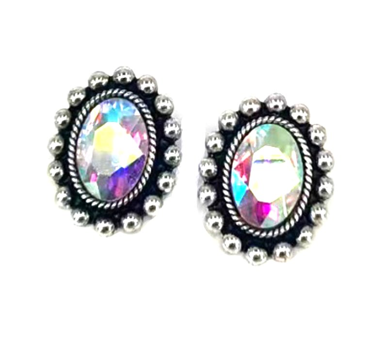 Western Crystal Oval Stud Earring