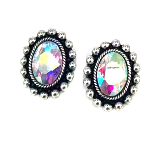 Western Crystal Oval Stud Earring