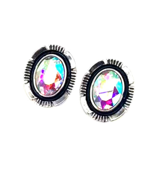 Western Crystal Oval Stud Earring