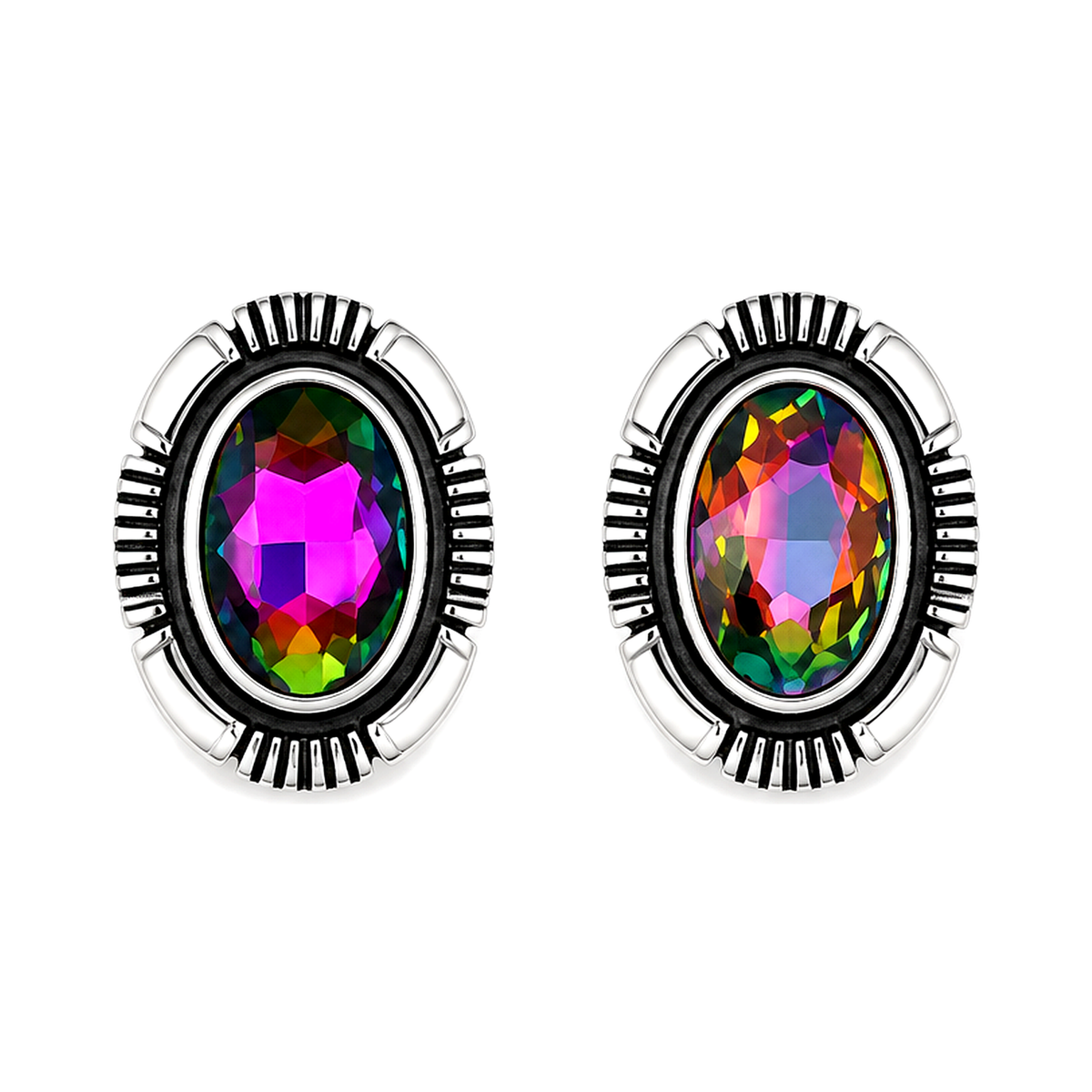 Western Crystal Oval Earrings - Volcano (SE2786)