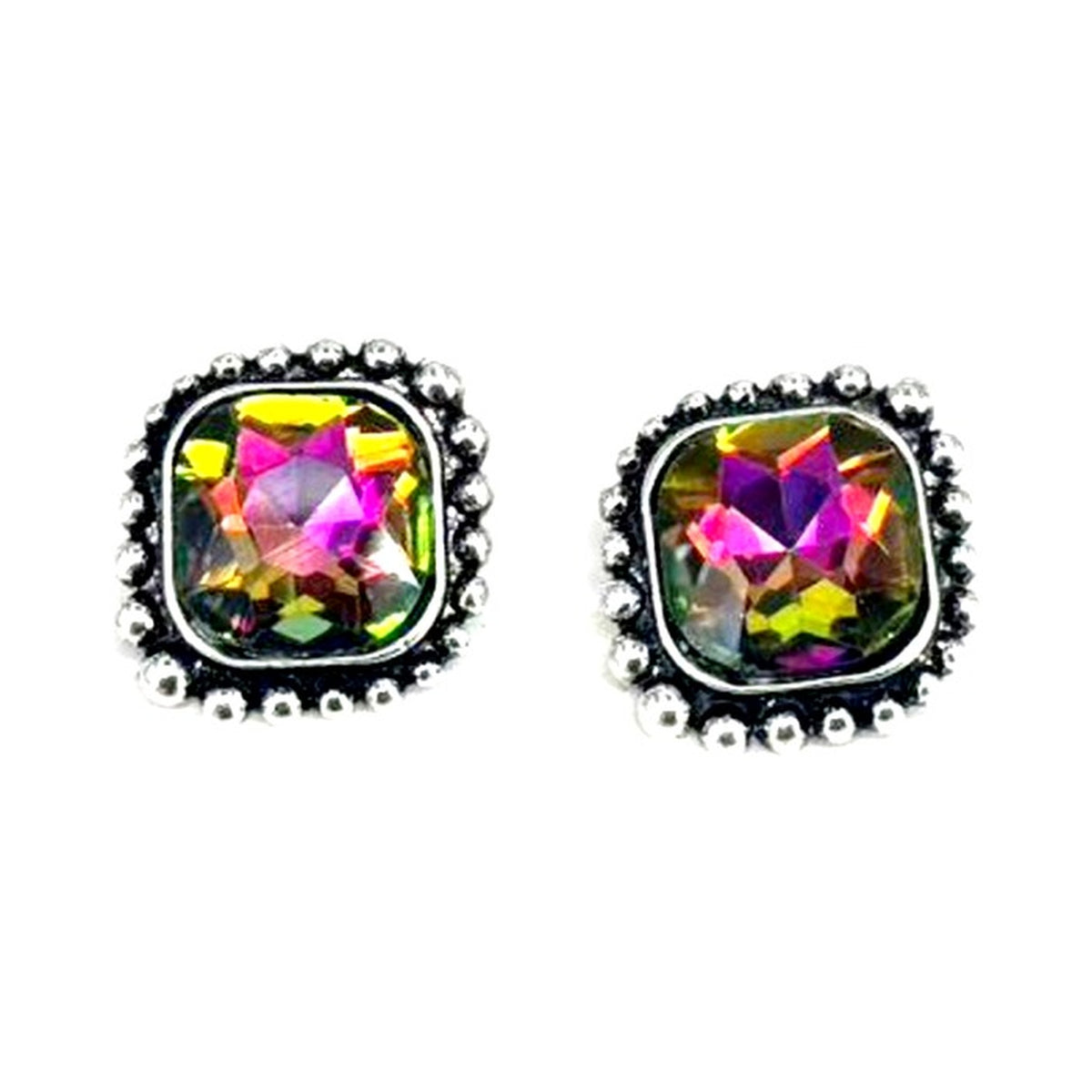 Western Crystal Square Earrings