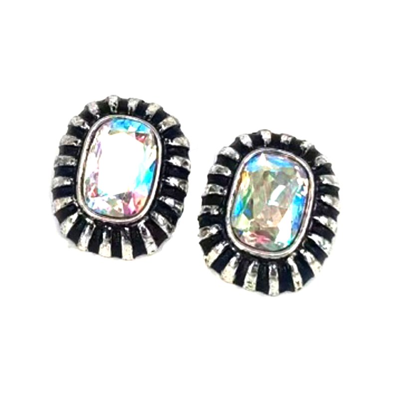 Western Crystal Rectangle Stud Earring