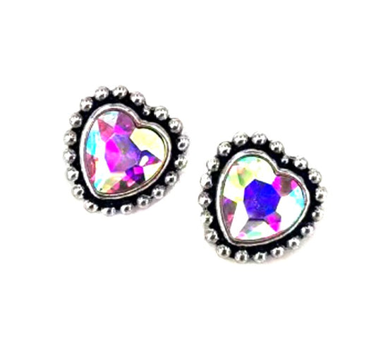 Western Crystal Heart Stud Earring