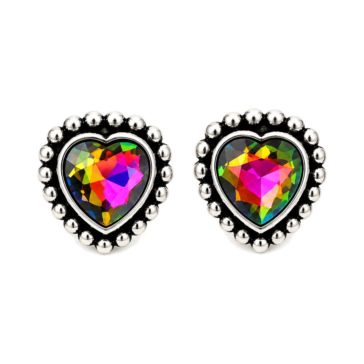 Western Crystal Heart Earrings - Volcano (SE2789)