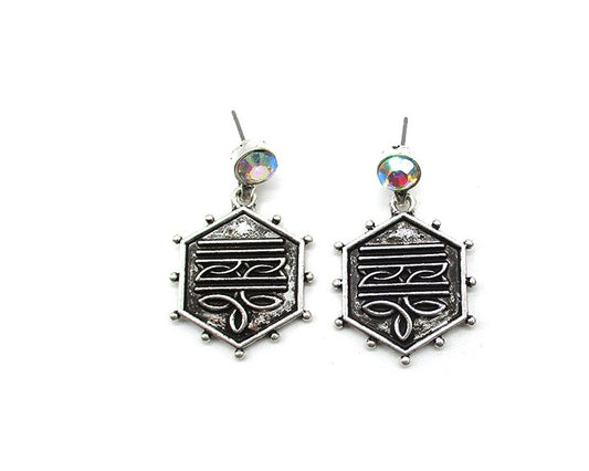 Western Hexagon Boot Stitch Earring