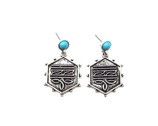 Western Hexagon Boot Stitch Earring
