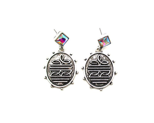 Western Oval Boot Stitch Earring
