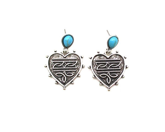 Western Heart Boot Stitch Earring